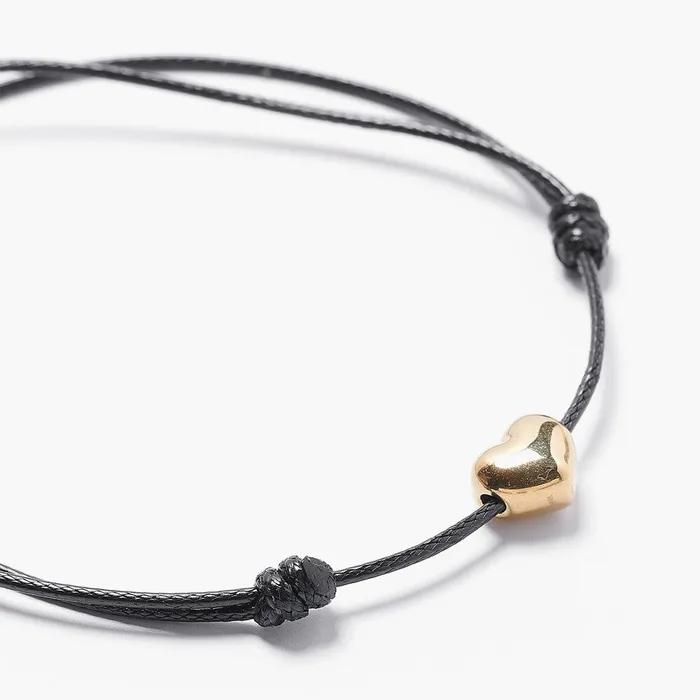 Gold Heart Pendant String Knot Bracelet (C2503AC1311_BK)