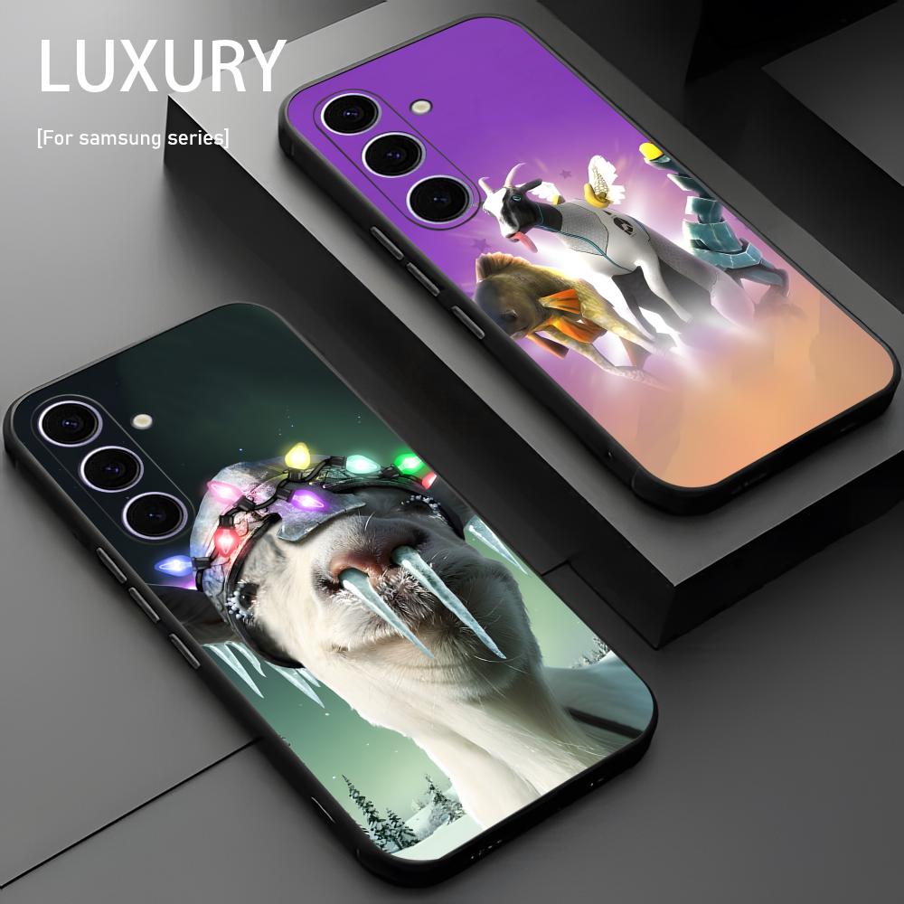 Coole Ziegen-Simulator-Spiel-Handyhülle für Samsung Galaxy S26 S25 S24 S23 S22 S21 Plus Ultra Note20 Weiches Schwarz