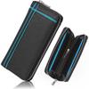 Popular among junior and senior high school long PU double round [DAYLIGHT] students Men's wallet, leather, line, zipper, dl-1038, black/blue