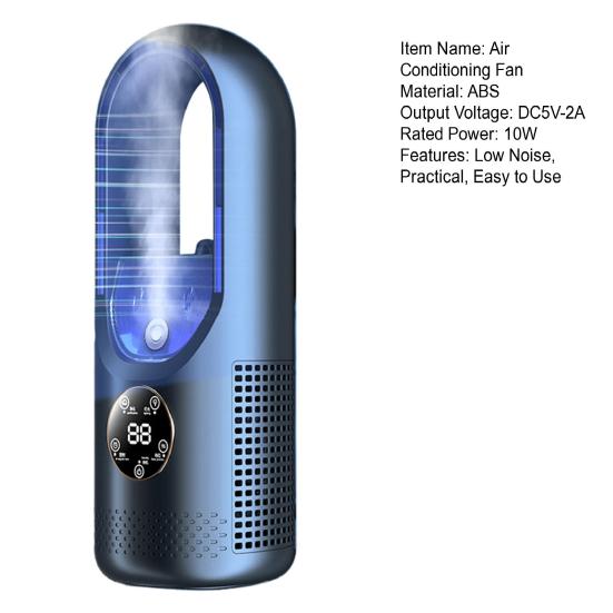 Cooling Fan Personal Mini Air Conditioner Digital Display 6 Wind Speeds Energy-Saving Blade-Free Silent Portable Air Conditioner