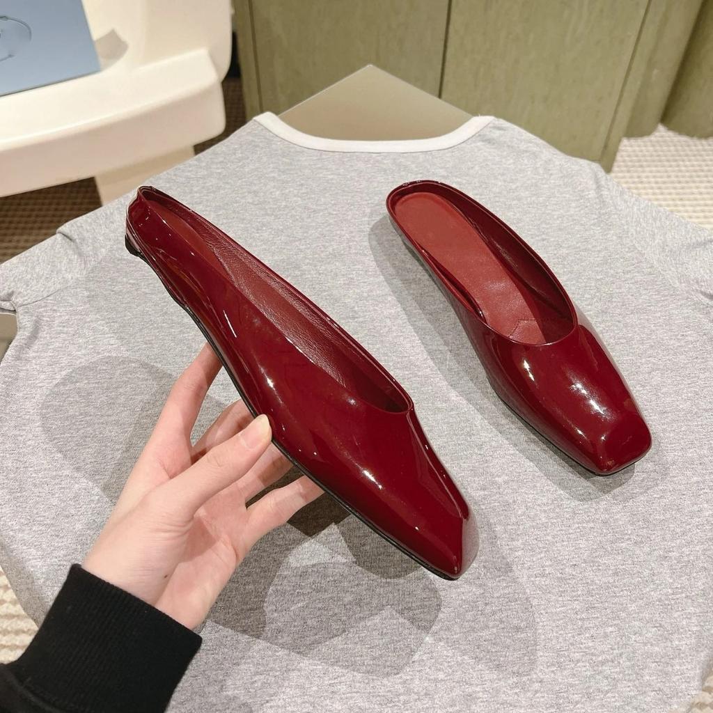 Fashion The 2025 New Square-Toed Low-Heeled Flat Shoes Are A Stunning French Flip-Top For Women'S Outerwear