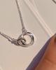 Minimalist Charm Cube Zirconia Double Ring Buckle Stainless Steel Fine Chain Elegant Women's Necklace Party Daily Gift Jewelry