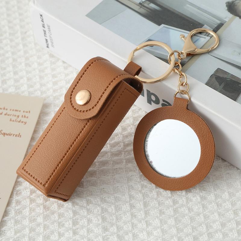 Travel Lipstick Bag with PU Leather Keychain Holder Keeps Lip Balm Safe and Accessible
