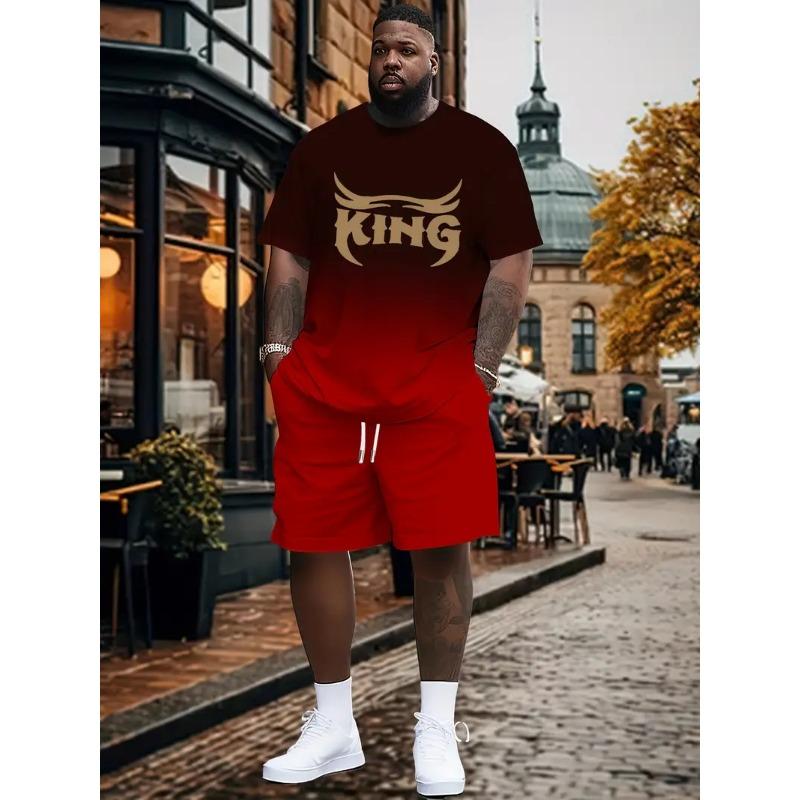 Men's Short Sleeve T-shirts And Shorts Set Outdoor Street Short Sleeve Top Shorts Plus Size Casual Summer T Shirts 2-piece Set