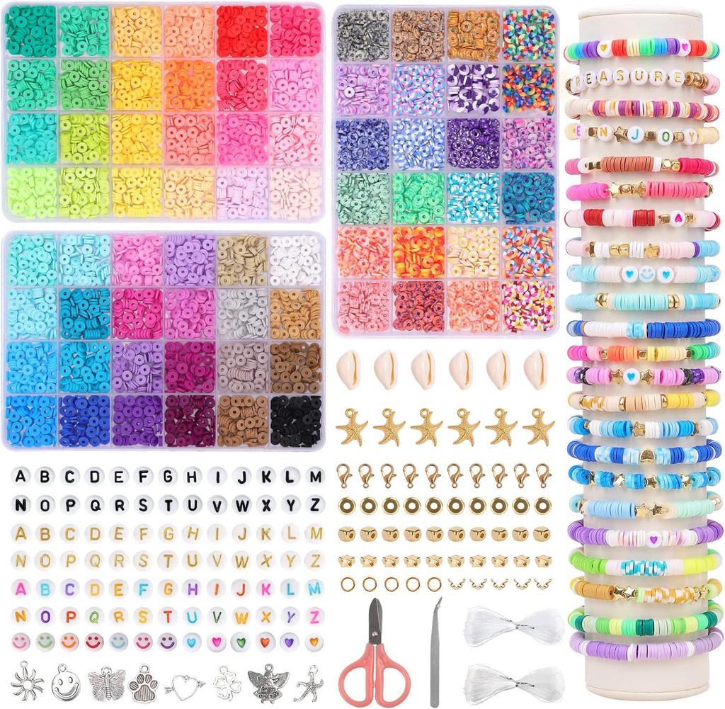 Multi-Color DIY Soft Clay Bead Jewelry Set for Kids – Bracelets & Necklaces
