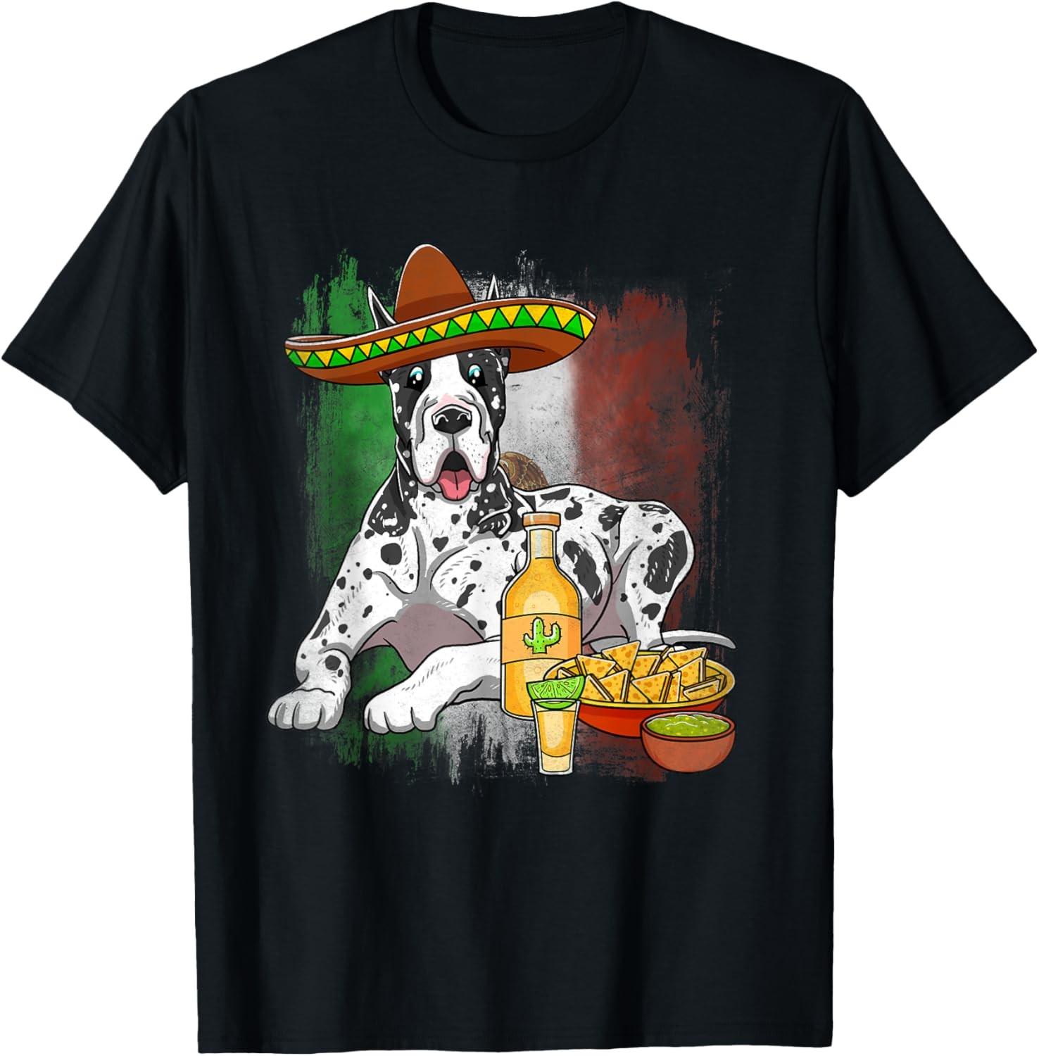 Great Dane Cinco De Mayo Mexican Sombrero Taco Dog Nacho T-Shirt S разноцветный