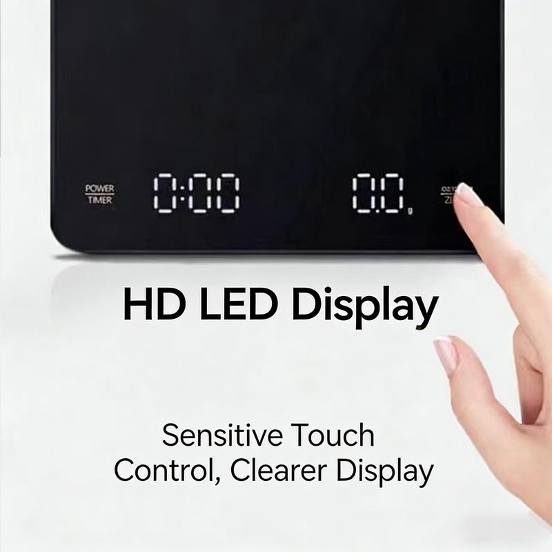 3kg/0.1g High-precision Electronic Coffee Scale with Timer LED Display USB Charging Professional Kitchen Scale Coffee Tools