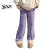 Casual Trousers Women Cotton Pants Elastic High Waist Solid Color Wide Leg Work Causal with Pockets Thickened Plush Lining Winter