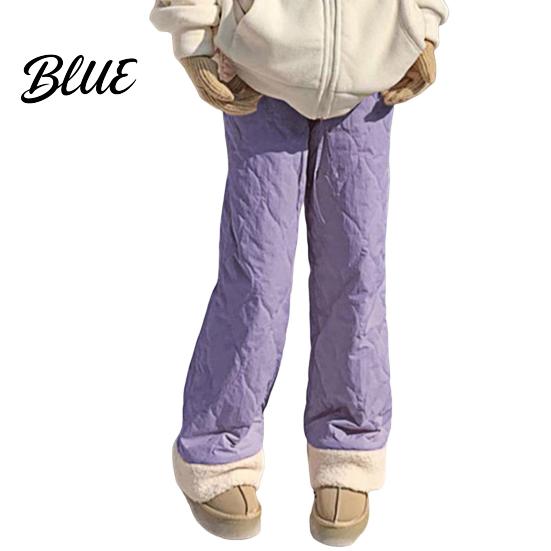 Casual Trousers Women Cotton Pants Elastic High Waist Solid Color Wide Leg Work Causal with Pockets Thickened Plush Lining Winter