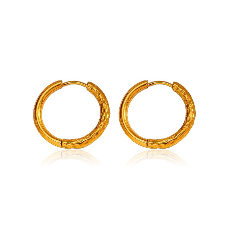 New 18k Gold Titanium Steel Ear Buckle Simple Light Luxury High Sense 111 Stainless Steel Earrings Plain Ring Earrings Women