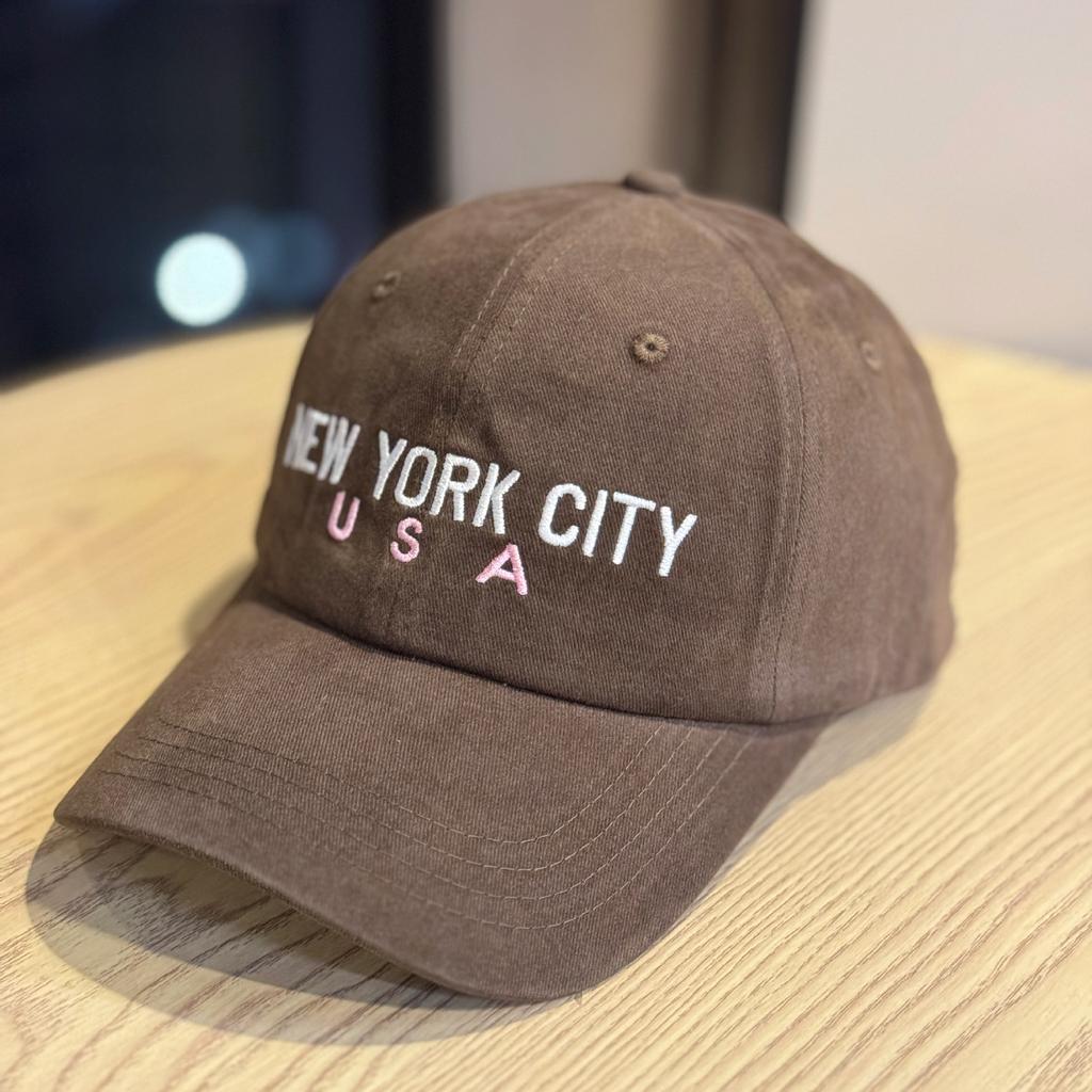 American New Style Embroidered Letters Brushed Cotton Baseball Hat for Women Autumn Sapphire Blue Face Showing Small Fashion Peaked Cap for Men