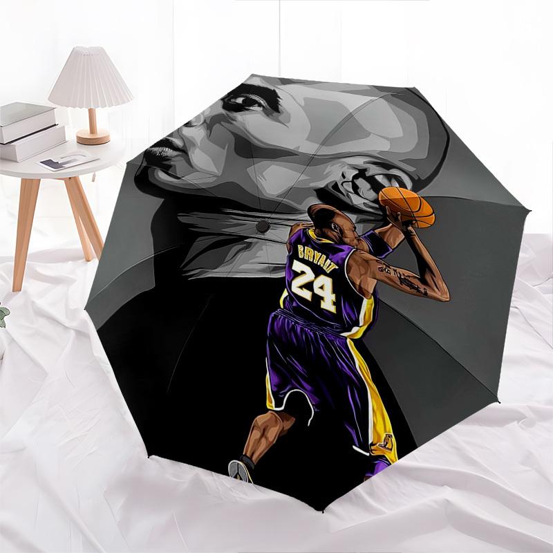 1pc Kobe Bryant #24 Automatic Folding Umbrella, Portable Tri-Fold Design with Iron Frame, Perfect for Fans, Travelers, Daily Use, and Gifts.X080