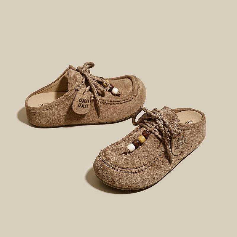 One Pedal Kangaroo Shoes Half Drag Women's Model 2025 New Early Autumn Niche Outside Wear Casual Fashion Versatile Bag Head Drag