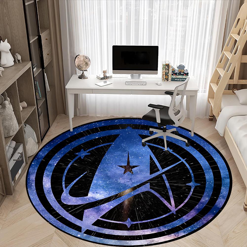 1 Stück Star Trek Büro Runder Teppich, Indoor-Matte Geeignet Für Büro, Schlafzimmer Wohnzimmer Heimdekoration, Raumdeko, Offic a0928128 120cm by 120cm