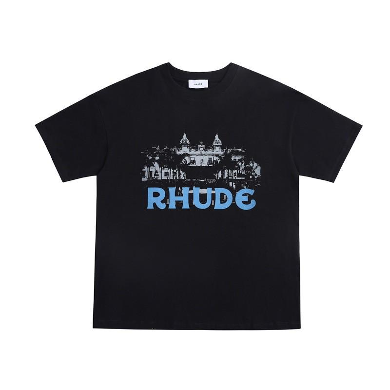 High Street Oversize Couple T-Shirt American Streetwear Print YYZP RHUDE Short Sleeve Tee Teens