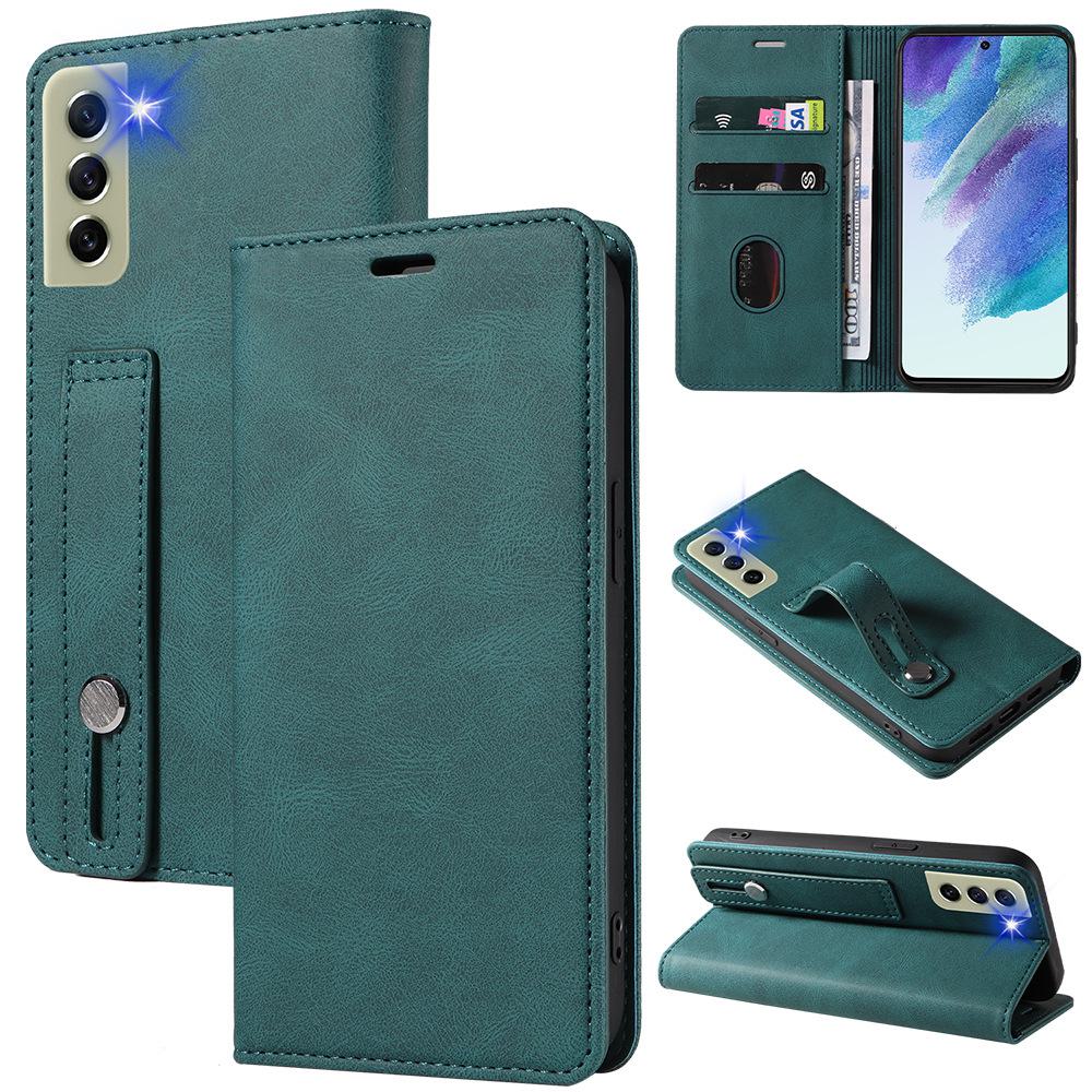 Kožené pouzdro pro Samsung S21 FE s poutkem na zápěstí a magnetickým zapínáním - kompatibilní s A22 5G, S20, S10, A51 - ochranný kryt