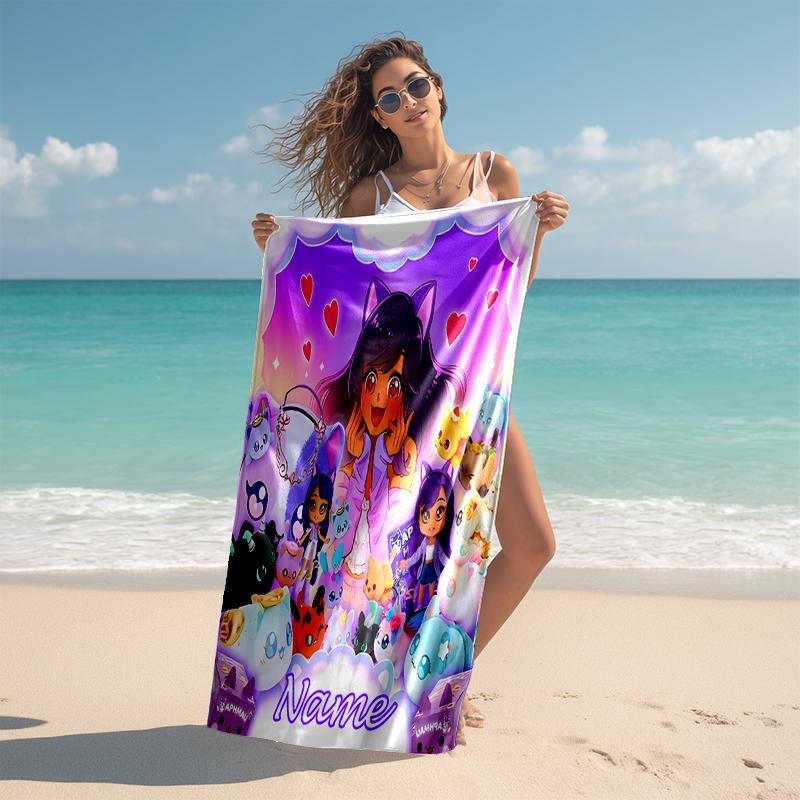 Asciugamano da spiaggia personalizzato con motivo Aphmau - morbido, assorbente, ad asciugatura rapida, perfetto per nuotare, campeggio e bagni