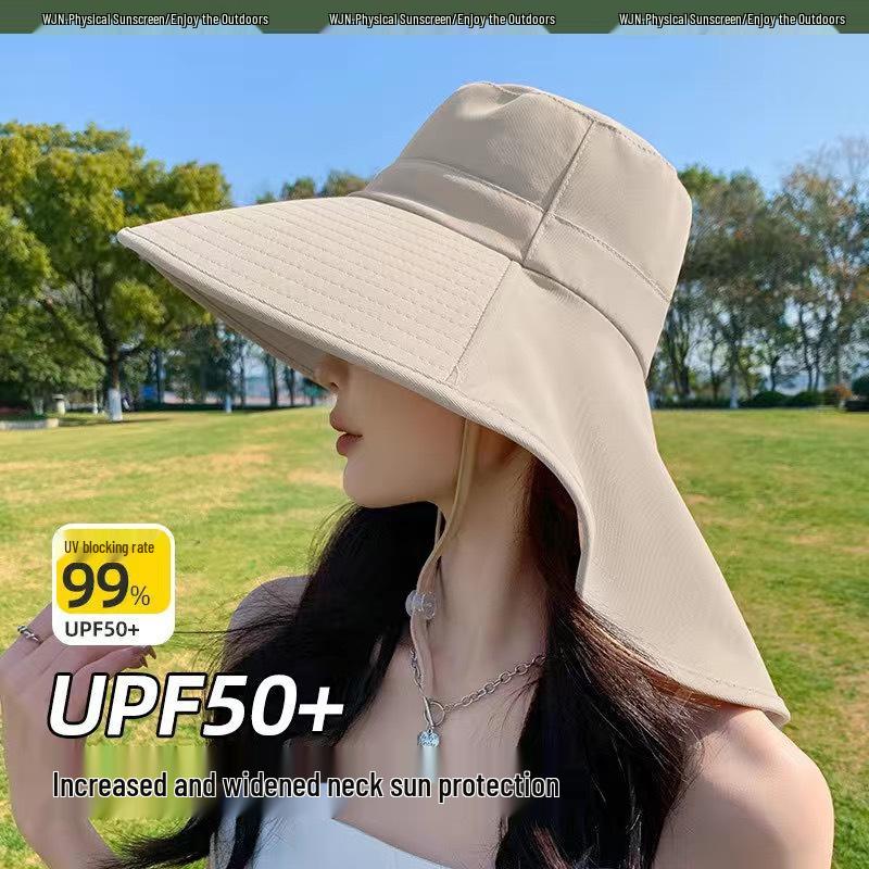 

Women s Large Brim Summer Sun Hat with Shawl and UV Protection for Outdoor and Cycling One Size