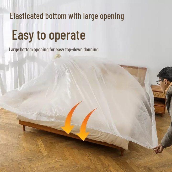 Disposable Elastic Sofa Dust Cover - Large, Dustproof Plastic Film for Furniture Protection and Decoration