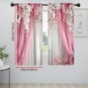 2 Stück Digitaldruck-Vorhänge, Rosa Hängende Glyzinienblüten Floralmuster, Romantische Frühlings-Fenstervorhänge für Schlafzimmer Wohnzimmer