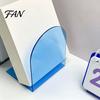 Clear Book Organizer for Office 1 Pair Acrylic Bookends, Ends Holders Shelves, Decorative Arch Modern L Shaped Support Stopper, Bookshelf Bedroom