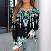 Women's  And Winter Slim Bottom T-shirt Fashion Casual Gradient Printing Round Neck Pullover Long Sleeve Top
