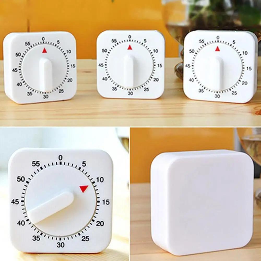 Multifunctional Mechanical Reminder Timer Kitchen 60 Minutes Countdown With Alarm Reminder Magnet Timer Cooking Teaching Homework Office (White/Black)
