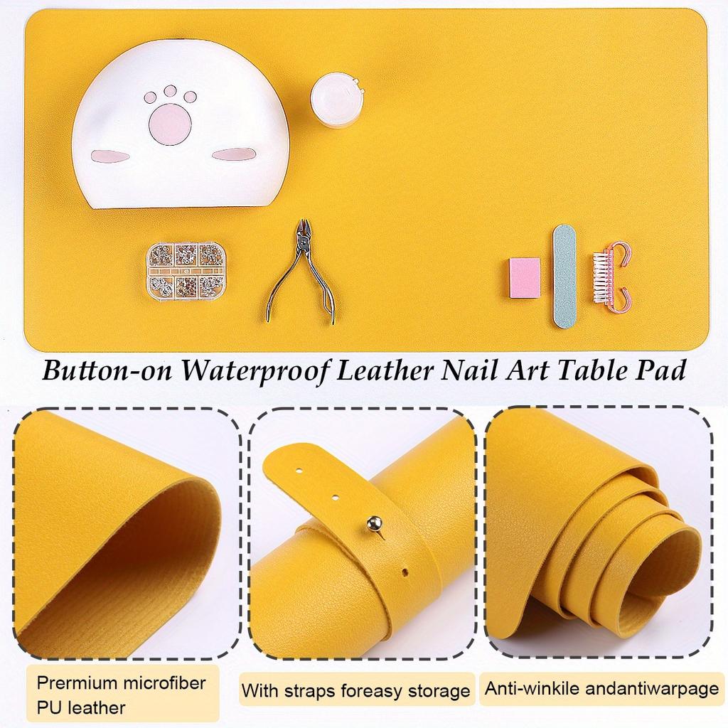 Foldable Leather Mouse Pad, Waterproof Desk Writing Mat, Large Manicure Pad, Multi-Purpose Desktop Protector for Home Nail Salon