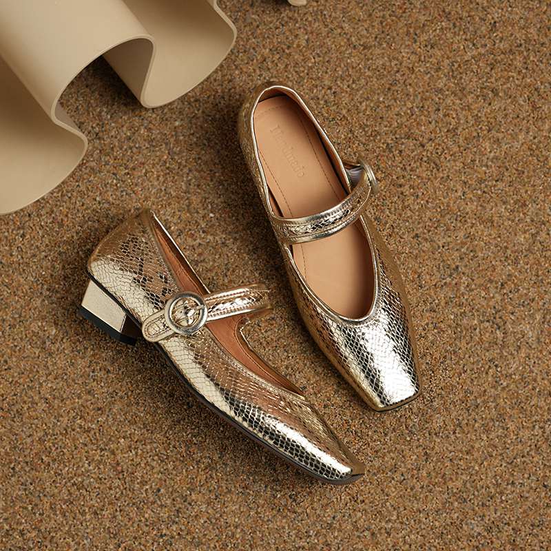 Krazing Pot Sheep Skin Summer Spring Autumn Low Heels Women Square Toe Mary Janes Shallow Pumps