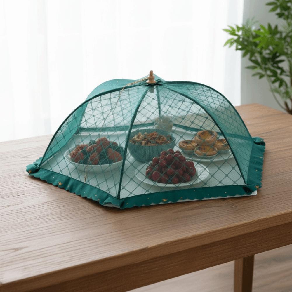 Umbrella Shape Food Cover Breathable Mesh Dining Table Dish Tent Pop-Up Mesh Screen Kitchen Use