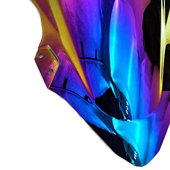 Motorcycle Windshield Iridium Windscreen with Black Nuts and Bolts for Kawasaki Ninja 400 2018 2019 Fasteners, (Deep Iridium)