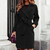2026 Autumn and Winter Fashion Slim Belt Lapel Woolen Coat Coat Women