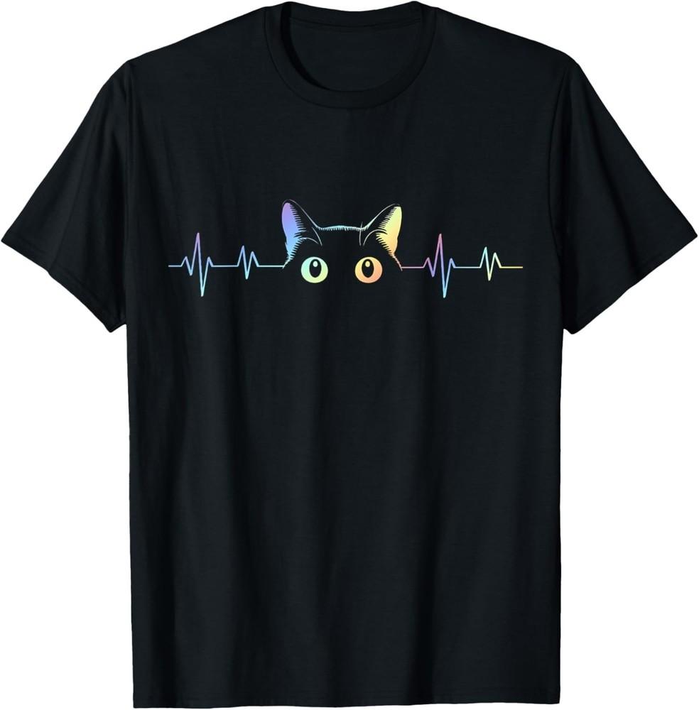 Heartbeat Cat Lover Animal Silhouette Cute Cat Gift Unisex T-Shirt