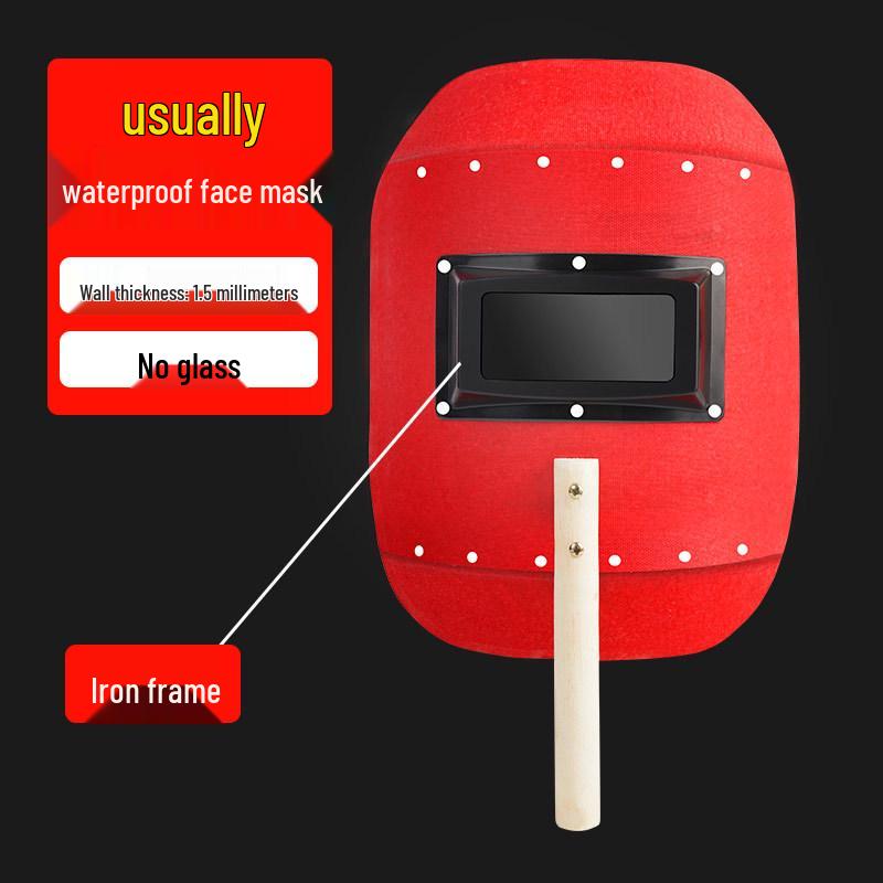 Red Handheld Steel Welding Face Shield - Lightweight Anti-Scald Protection Mask for Arc Welding