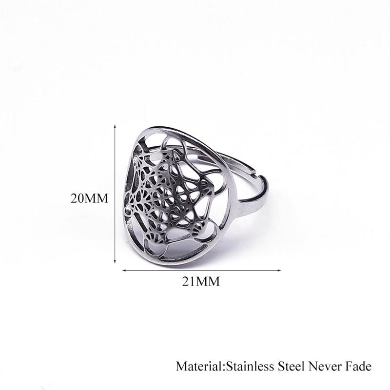 Yoga Flower of Life Adjustable Ring Stainless Steel Women/Men Metatron Amulet Rings Gift Jewelry Joyería de anillos RS02