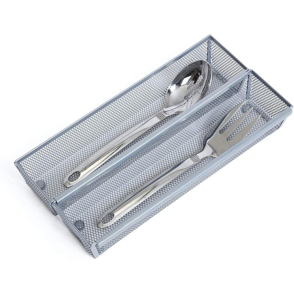 Langlebige Stahl-Schubladen-Organizer-Schale 12x3 Zoll Rutschfeste Netz-Aufbewahrungslösung Küchenutensilien Besteck Bürobedarf Bastelbedarf