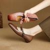 Sheepskin~ New retro single shoes women's skirt beautiful small leather shoes bow metal one-word buckle Mary Jane shoes