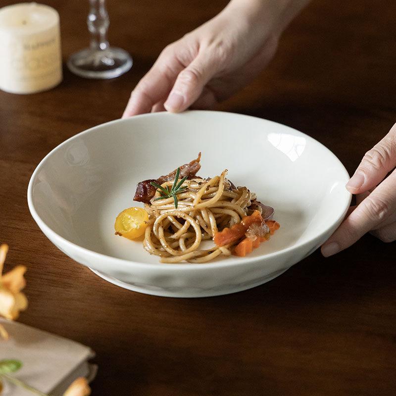 Cream Plate Household Solid Color Plate Premium Tableware Deep Plate Restaurant Plate Western Pasta Plate Dessert Plate