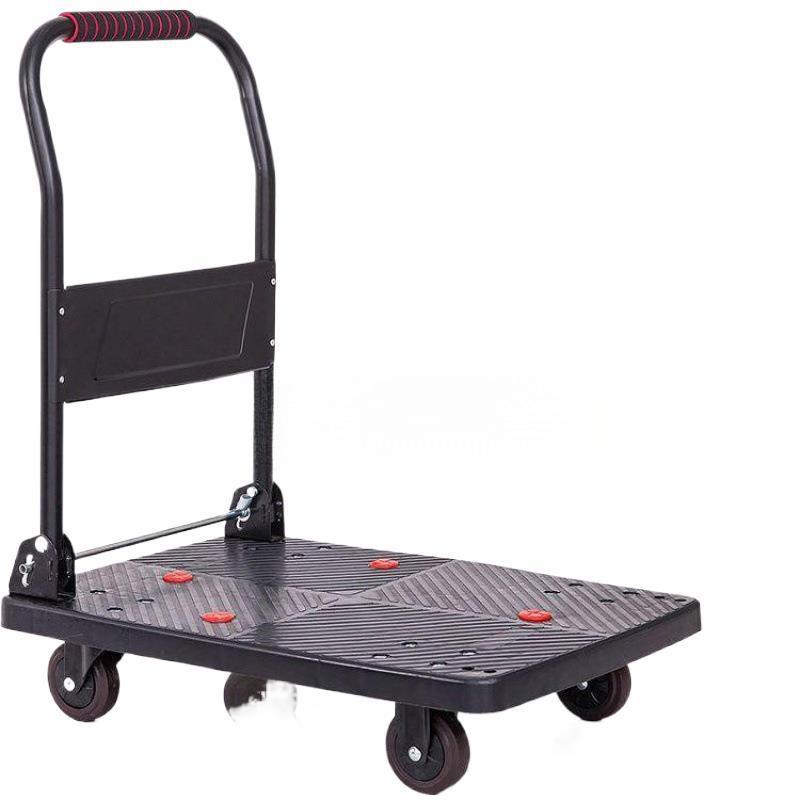 Compact Silent Folding Handcart - Portable 4-Wheel Household Flatbed