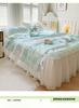 Sleep grid bed skirt style cool silk cooling mat three piece set