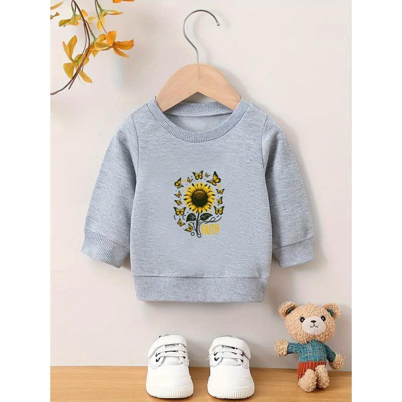 Unique and Innovative Printed Pattern, Comfortable and Simple Spring and Autumn Baby Thin Versatile Round Neck Hoodie
