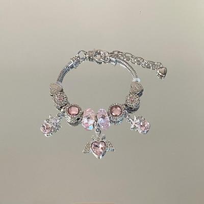 Pan's Pink Zircon Heart Bracelet - Versatile, Luxurious, and Elegant Fashion for Women