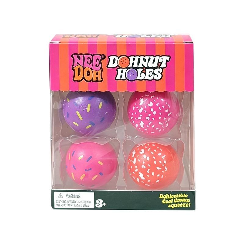 Schylling Needoh Donut Holes 6 Peças 4 Pacotes Mini Donut Bolas Squish Aperte Fidget Estresse Brinquedo de Mesa Anti Ansiedade Sensorial Presente