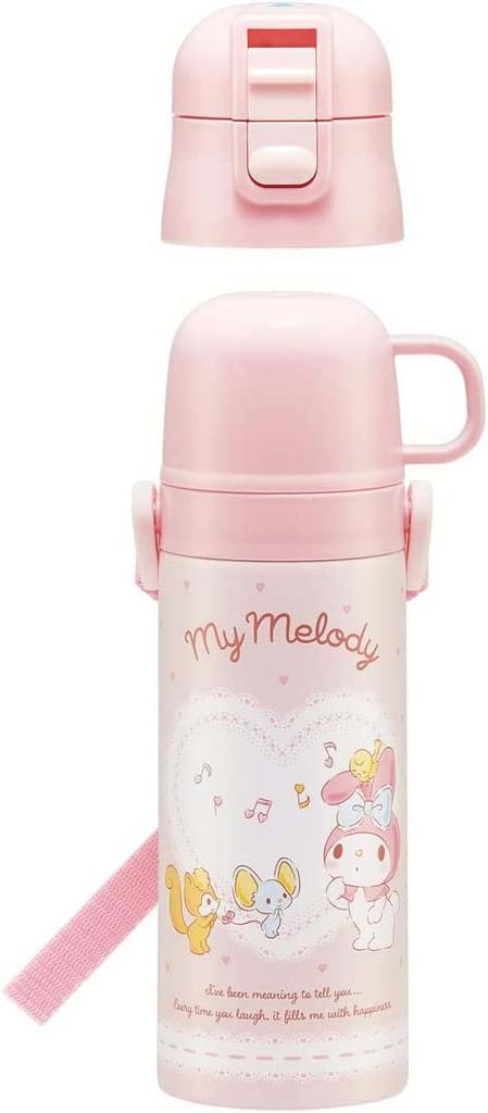Skater Stainless Steel Water 470ml or 430ml My Melody Lightweight and Perfect for Sanrio Sports Children's Bottle, 2-Way Design, (Direct Drinking)