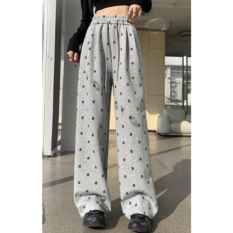 

Новые повседневные прямые широкие брюки для женщин на лето, облегающие и универсальные женские брюки с высокой талией и свободной драпировкой XXXL серый