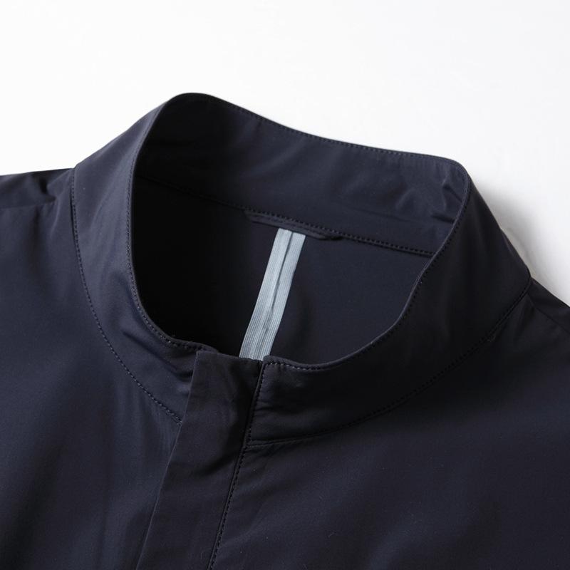 Spring and Autumn New Stand-up Collar Seamless Pressed Rubber Middle-aged and Young People Light Luxury Business Leisure Thin Jacket