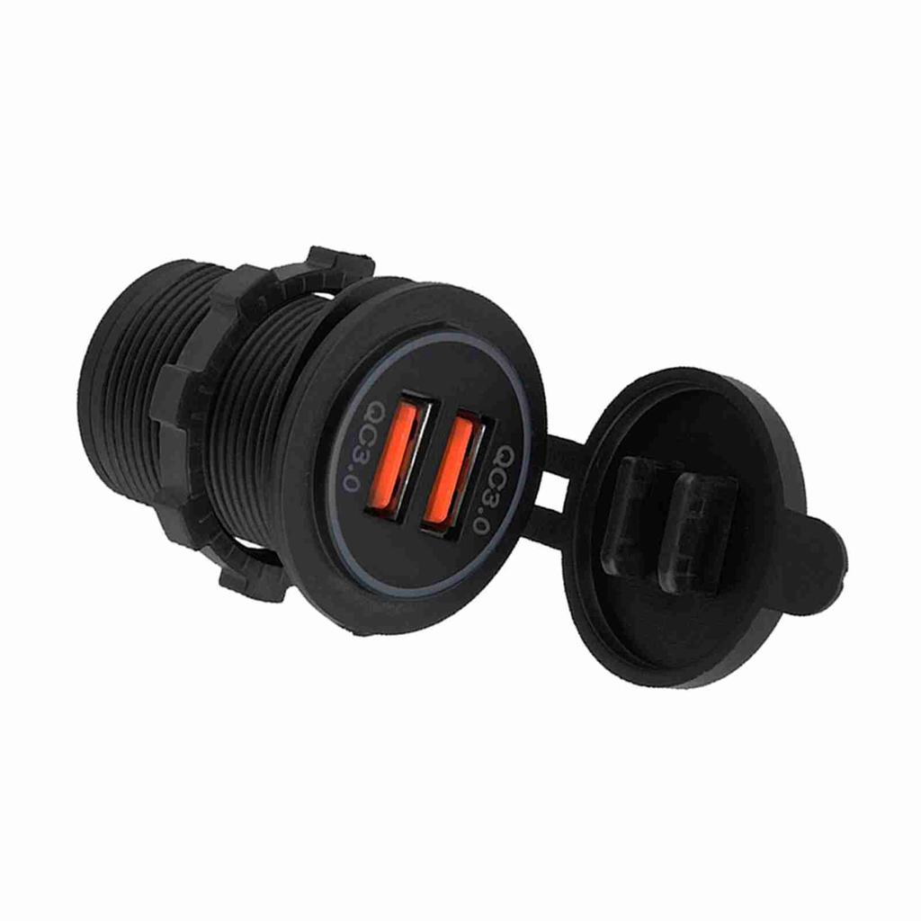 Dual QC3.0 Quick Charge Dual USB Charger Socket Power For 12 24V Car Motorcycle Boat