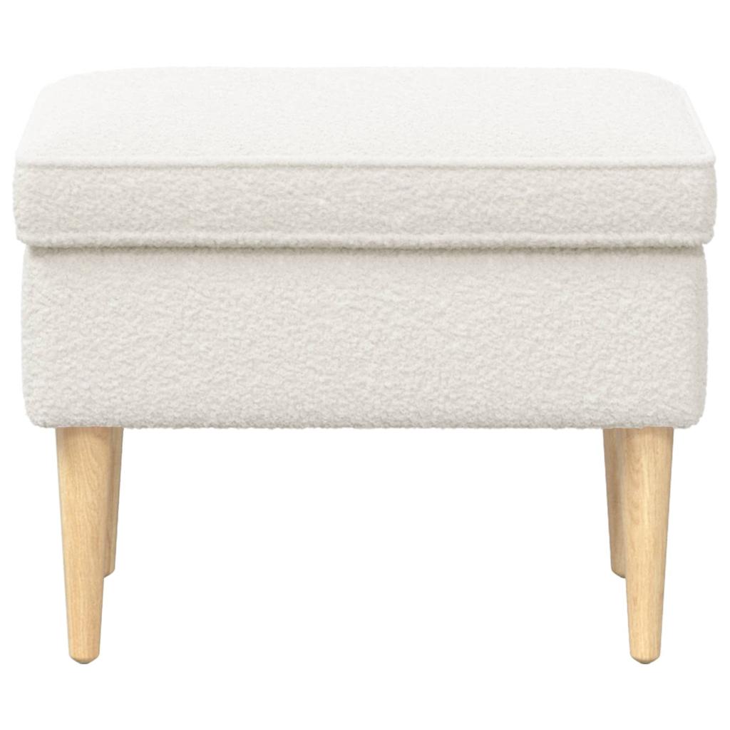 Footstool Cream 55 X 35 X 41 Cm Boucle