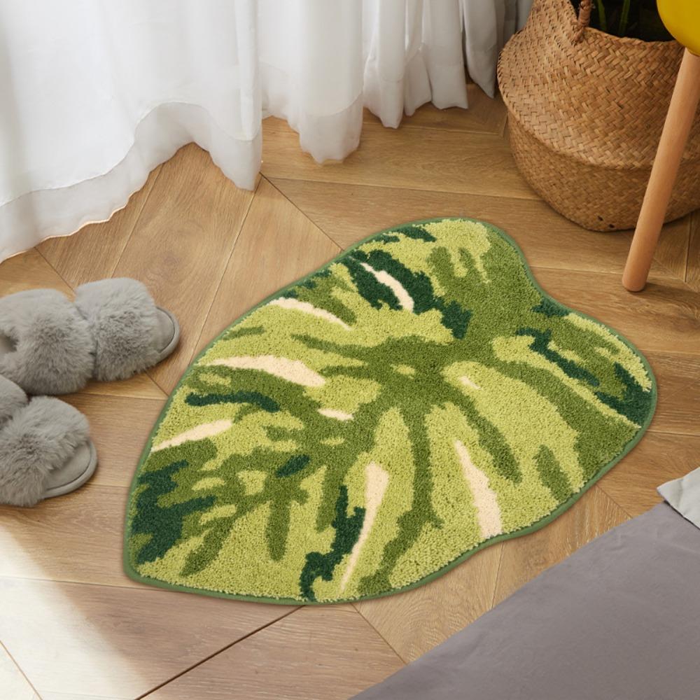 Nordic Plant Leaf Tufted Carpet Bathroom Non-slip Floor Mat Bathroom Living Room Heterosexual Floor Mat