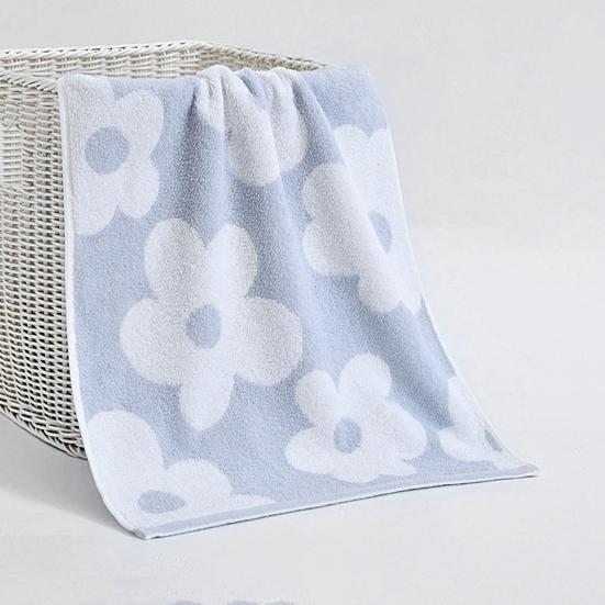 Bath Towel Quick Drying Absorbent Soft Hand Towel Floral Design Double-Sided Stitching
